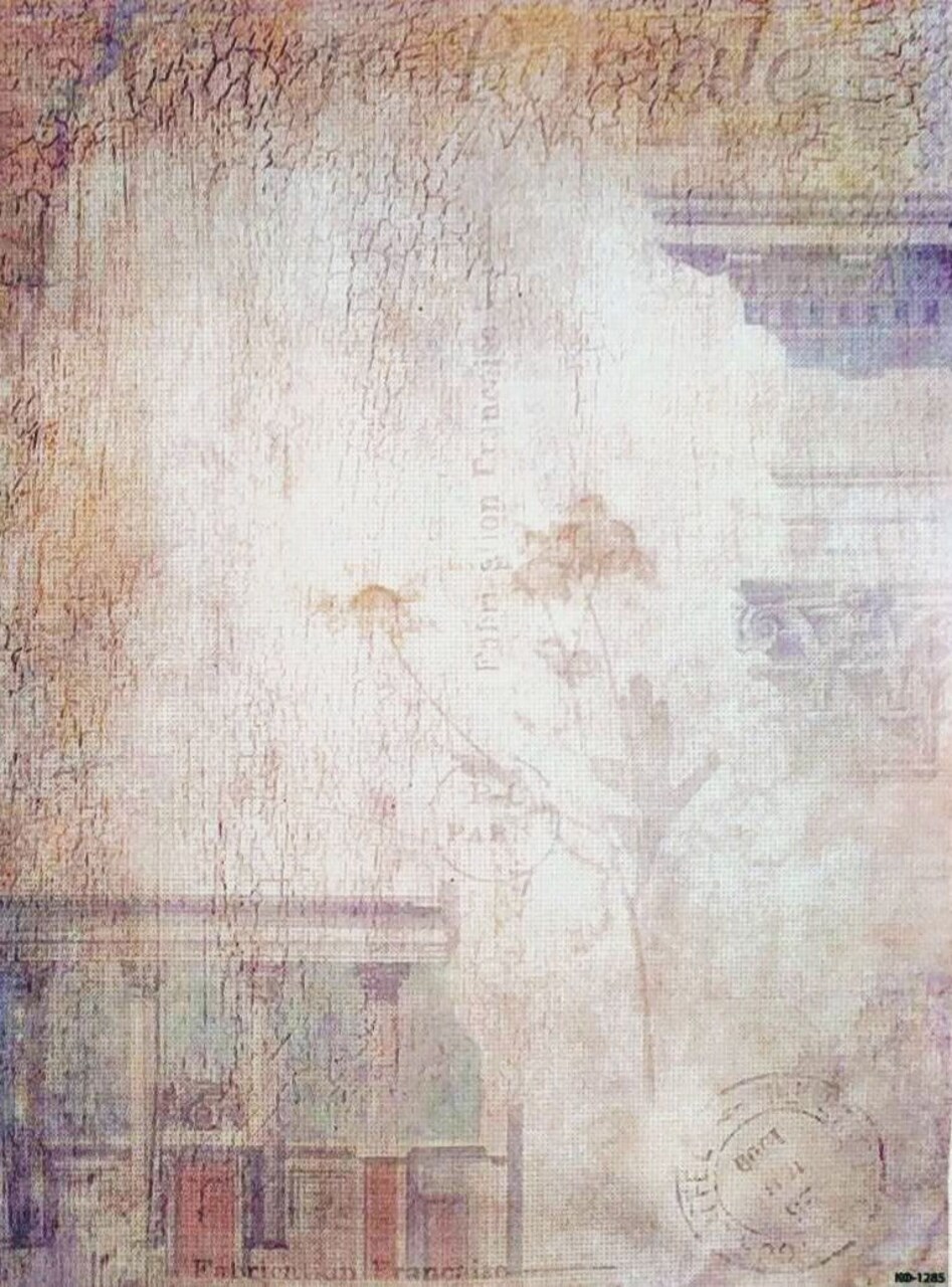 Antique Window Designer Printed AIDA Fabric. Canvas for embroidery with an applied background KF-1285A